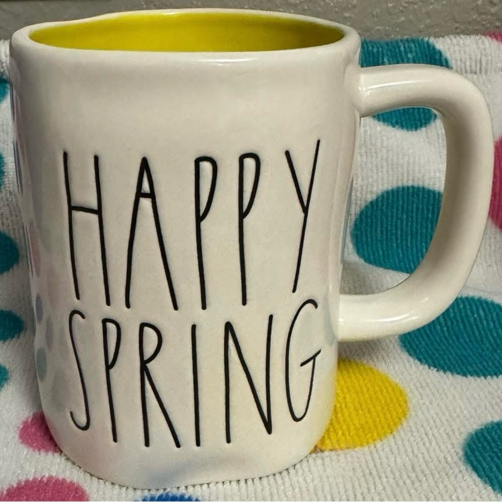 Rae Dunn White and Yellow 'Happy Spring' Mug